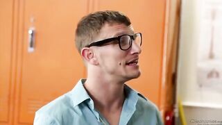 A student girl is having sex with her math teacher directly on the table