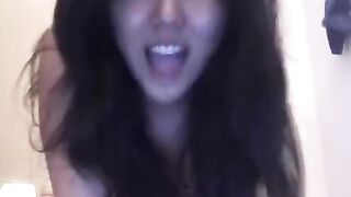 Asian beauty rubs her sweet pussy on the webcam