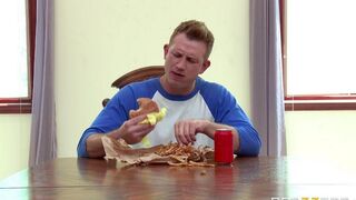 The wife lost a bet and had to fuck with cucumber