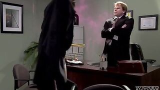 The boss pulled his subordinate to fuck on the table