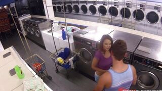 A man fucked pretty Dillion Harper in the laundry, she caught him