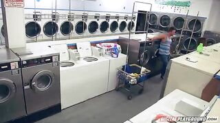 A man fucked pretty Dillion Harper in the laundry, she caught him