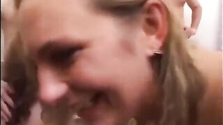 A young beauty fucked by a group of guys in an intense orgy