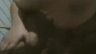 A BBW woman is dancing naked in front of her husband, showcasing her curves