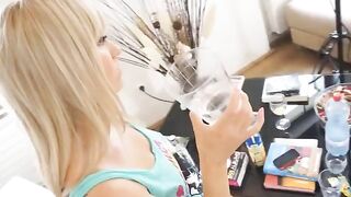 Blonde teen gets her big tits gagged by cock