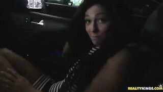 Brunette woman got a lot of sperm on her face after sex