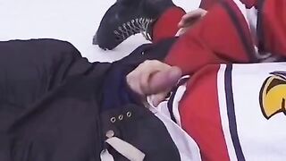 A lucky hockey player got anal sex with a fan after the game