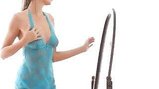 A girl is fucking hot in front of the mirror, watch her!