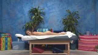 Massage with a happy ending for a young lady. A masseur with a sharp tongue