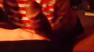 A sexy girl is doing a blowjob at home in POV style