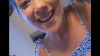 The midget fucked the cute babysitter with small natural tits