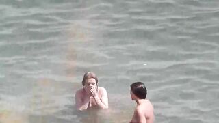 Bathing in the sea without any clothes on