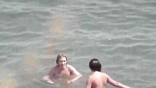Bathing in the sea without any clothes on