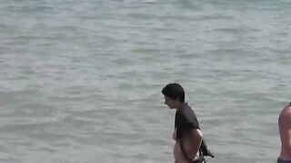 Bathing in the sea without any clothes on