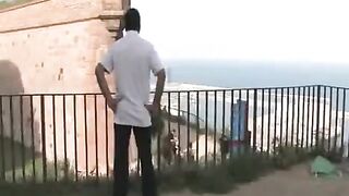 Group sex in public place with three guys and a camera