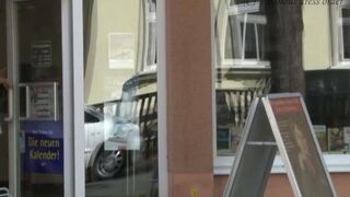 A daring girl walks the city streets without panties, getting fucked hard