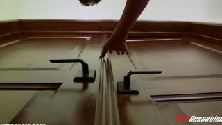A man fucks a daughter, who is not shy to look at him with lust