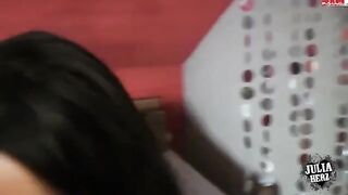 The man gently fucked his beloved brunette in stockings