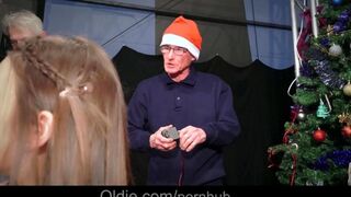 In a crowd, an old couple fucked a hot Snow Maiden