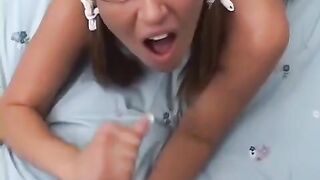 Standing blowjob, smooth pussy and slave mouth sex with a hot blondie