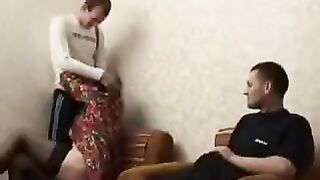 A mother, drunk, was fucked by her son and his friend