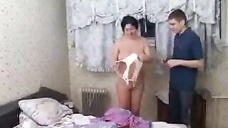 The handsome man fucked his old mother in an intimate encounter
