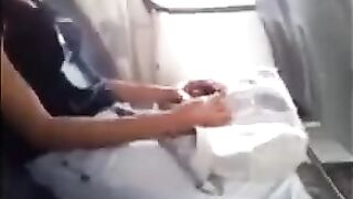 The guy got his cock out and started jerking in front of a pretty girl