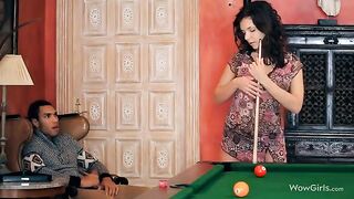 The guy made a cunnilingus on the pussy of his girlfriend, a stunning brunette