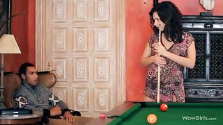 The guy made a cunnilingus on the pussy of his girlfriend, a stunning brunette