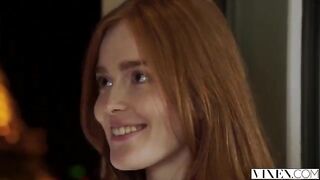 The guy thoroughly licked the cap of a red-haired woman