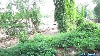 Blonde mature gets fucked right in the public area