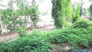 Blonde mature gets fucked right in the public area
