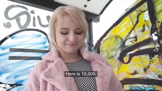 A student blonde is fucked in the basement for money