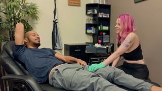 Tattooed man has his way with a stunning woman with black hair