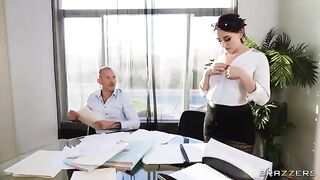 A girl is fucking with her boss and coworkers at the workplace