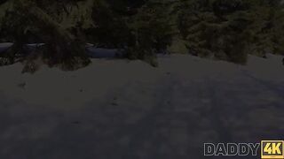 Babe has sex with her husband on a sled by the fireplace