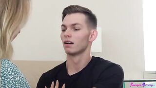 One plus one equals a hot blondie who loves to get fucked on the couch