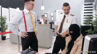 An attempt to rob a bank ends with a hot encounter in stockings