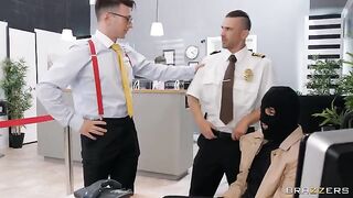An attempt to rob a bank ends with a hot encounter in stockings