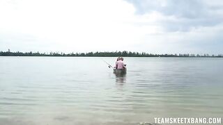 Girl caught a cock in her bikini while fucking outdoors in POV style