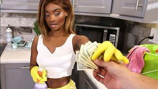 A maid is getting fucked for money in POV style
