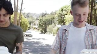 A gang of young guys fucked a sexy blonde MILF