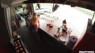 The man fucked a red-haired woman in the kitchen on the table