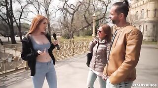 Two redheads have an intense sex session and reach the peak together