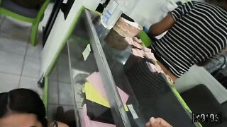 A girl was doing her laundry when a curious guy showed interest