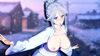 Hentai anime with beautiful girl Tsurara Shirayuki in 3D