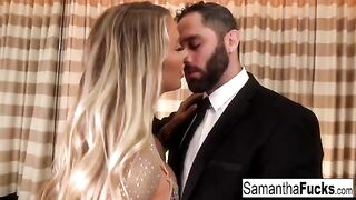 A busty blonde beauty gets fucked in a hotel room with no strings attached