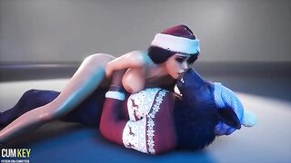 XXXMAS Werewolf fucks the beautiful woman with big tits
