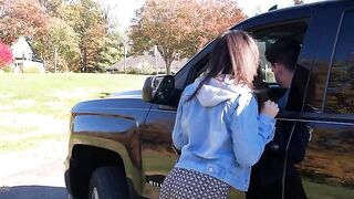 A sexy girl got into a car with a pervert driver