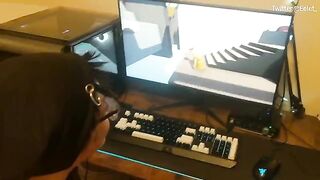 A cute girl kisses her boyfriend in a steamy video game challenge
